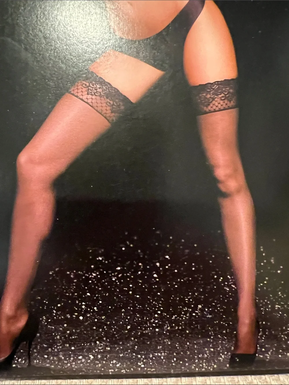 Victoria's Secret Black Lace Top Thigh-High Stockings